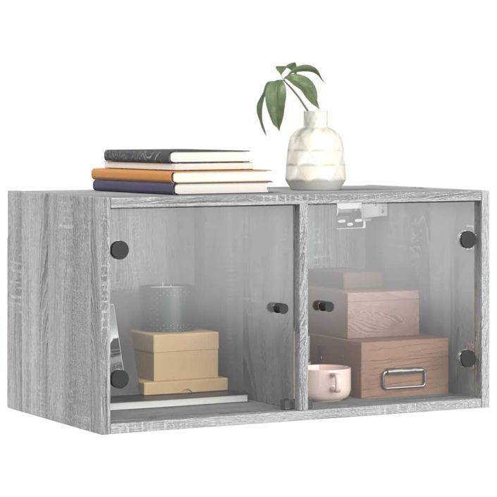 Armoire murale avec portes en verre sonoma gris 68,5x37x35 cm - Photo n°4