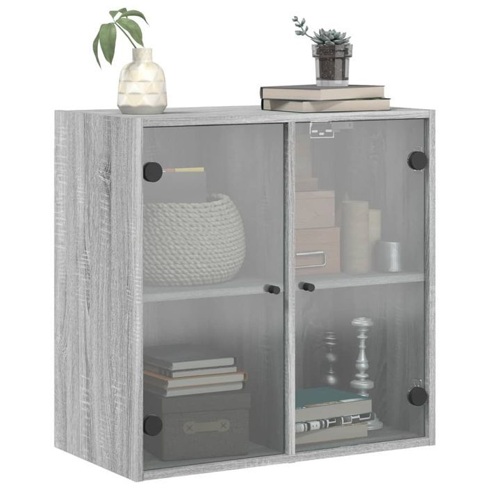 Armoire murale avec portes en verre sonoma gris 68x37x68,5 cm - Photo n°4