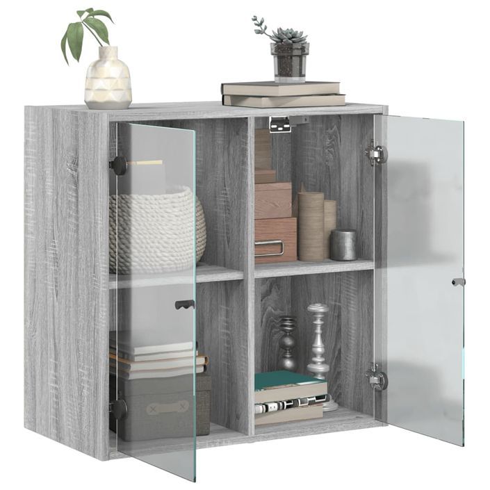 Armoire murale avec portes en verre sonoma gris 68x37x68,5 cm - Photo n°5