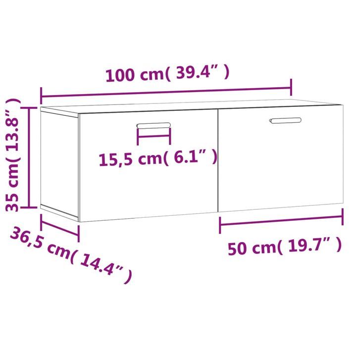 Armoire murale blanc 100x36,5x35 cm bois d'ingénierie - Photo n°12