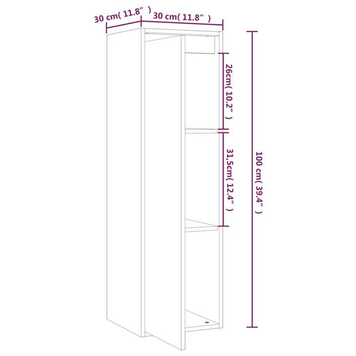 Armoire murale Blanc 30x30x100 cm Bois de pin massif - Photo n°11