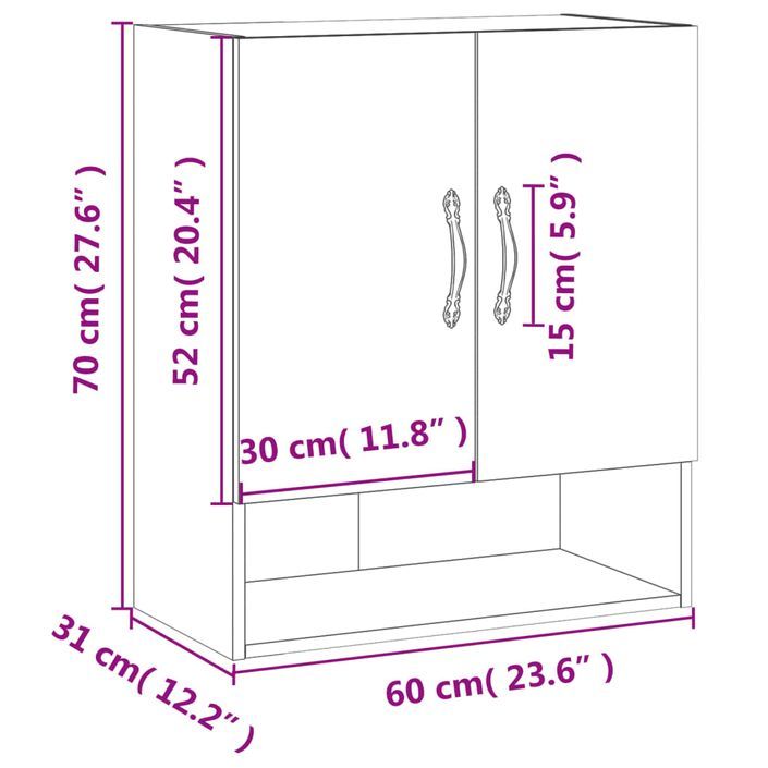 Armoire murale blanc 60x31x70 cm bois d'ingénierie - Photo n°12