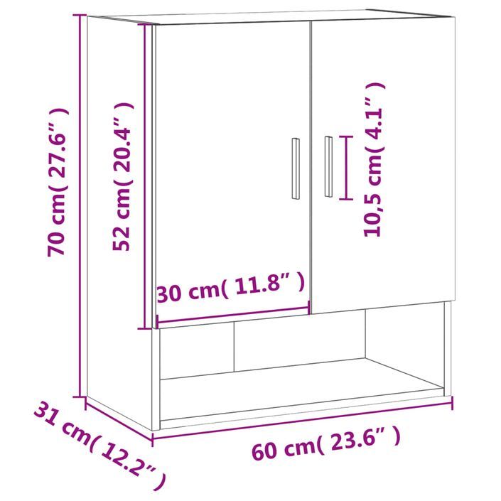 Armoire murale blanc 60x31x70 cm bois d'ingénierie - Photo n°12