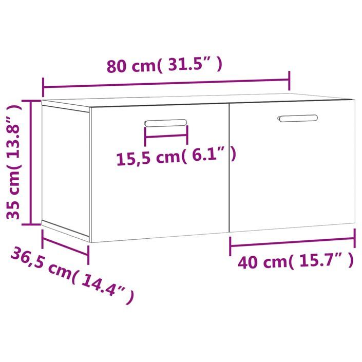 Armoire murale blanc 80x36,5x35 cm bois d'ingénierie - Photo n°12