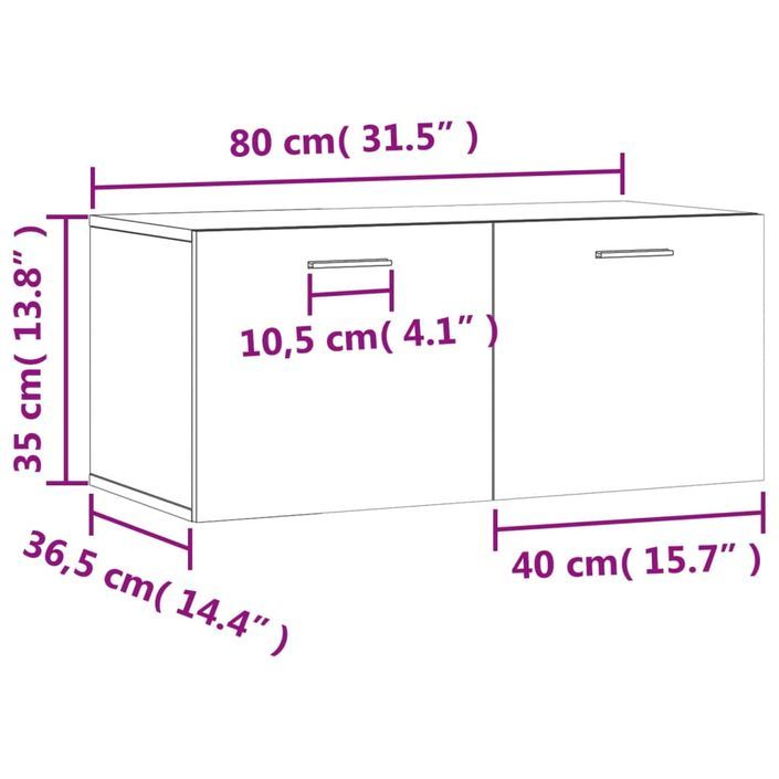 Armoire murale blanc 80x36,5x35 cm bois d'ingénierie - Photo n°12