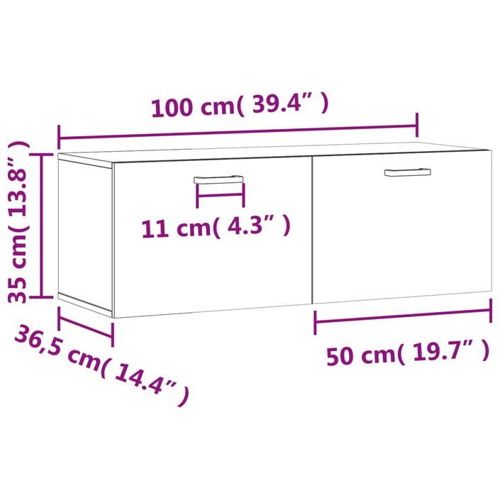 Armoire murale blanc brillant 100x36,5x35 cm bois d'ingénierie - Photo n°12