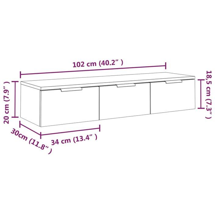 Armoire murale Blanc brillant 102x30x20 cm Bois d'ingénierie - Photo n°8