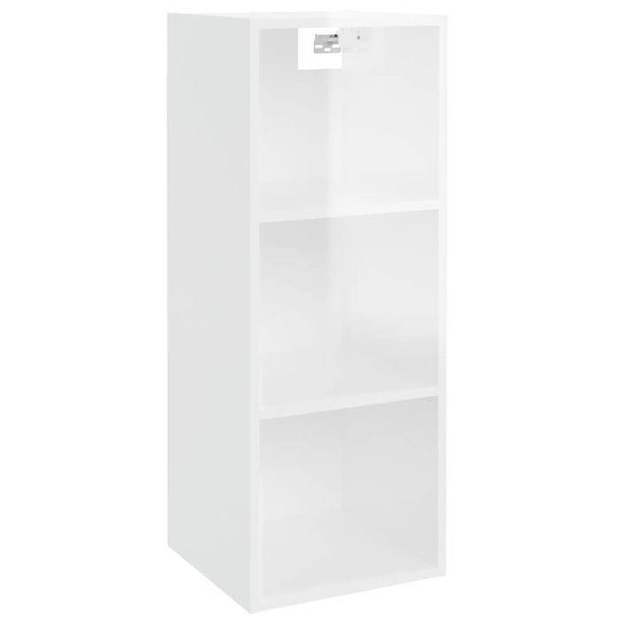 Armoire murale Blanc brillant 34,5x32,5x90 cm Bois d'ingénierie - Photo n°2