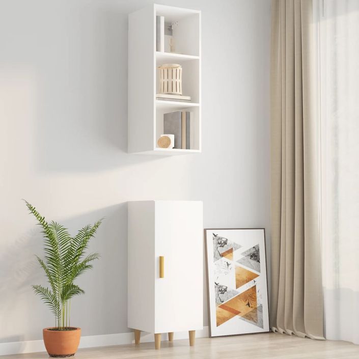 Armoire murale Blanc brillant 34,5x32,5x90 cm Bois d'ingénierie - Photo n°7