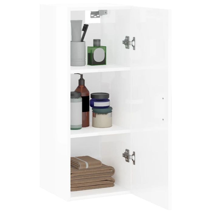 Armoire murale blanc brillant 34,5x34x90 cm - Photo n°5