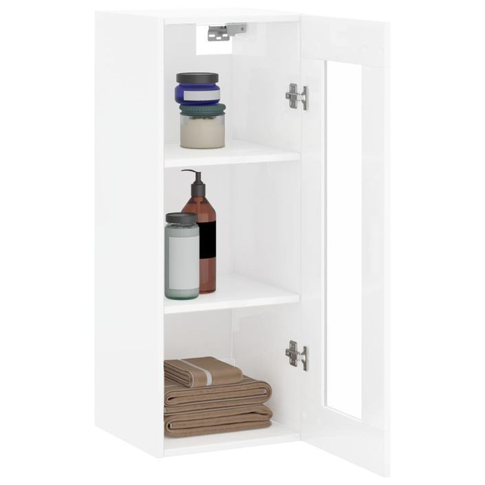 Armoire murale blanc brillant 34,5x34x90 cm - Photo n°5