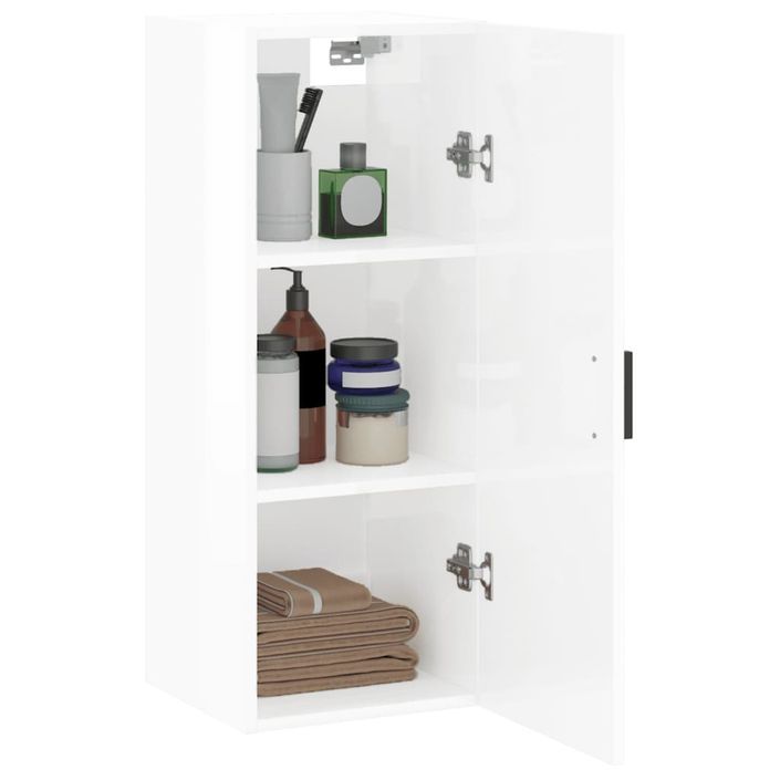 Armoire murale blanc brillant 34,5x34x90 cm - Photo n°5