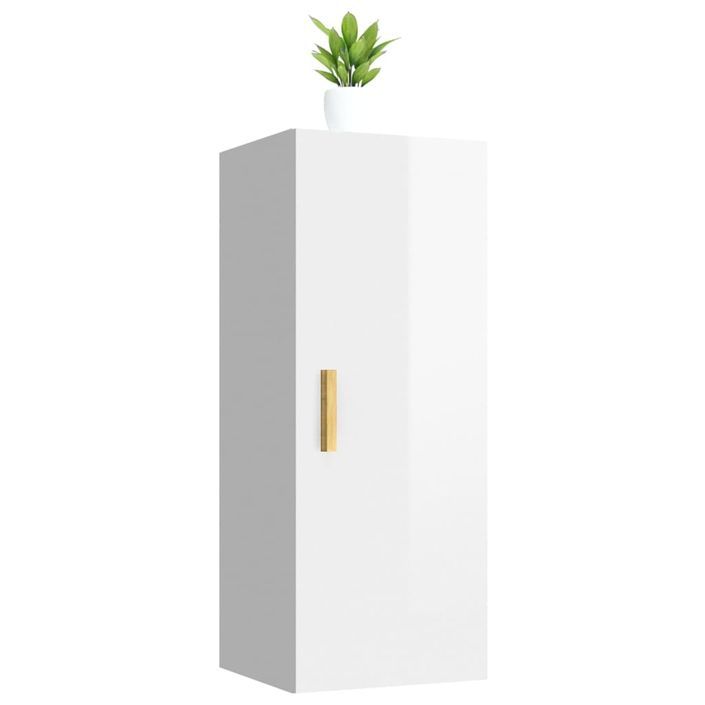 Armoire murale Blanc brillant 34,5x34x90 cm Bois d'ingénierie - Photo n°4