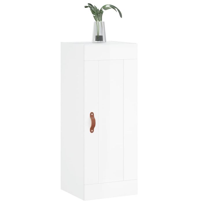 Armoire murale blanc brillant 34,5x34x90 cm bois d'ingénierie - Photo n°4