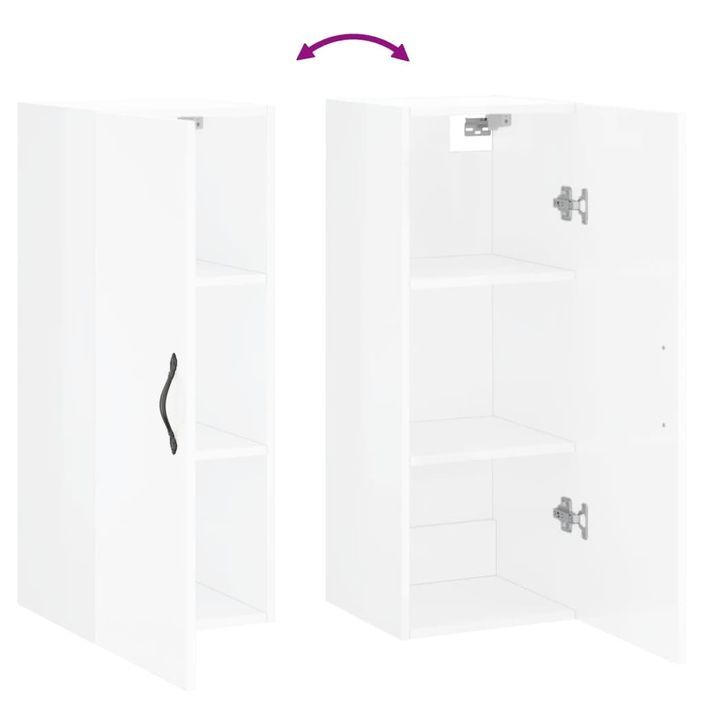 Armoire murale blanc brillant 34,5x34x90 cm bois d'ingénierie - Photo n°9