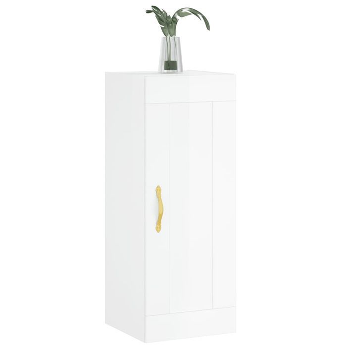 Armoire murale blanc brillant 34,5x34x90 cm bois d'ingénierie - Photo n°3