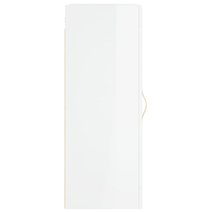 Armoire murale blanc brillant 34,5x34x90 cm bois d'ingénierie - Photo n°7