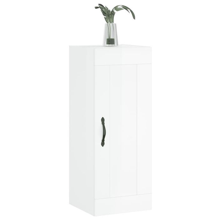 Armoire murale blanc brillant 34,5x34x90 cm bois d'ingénierie - Photo n°4