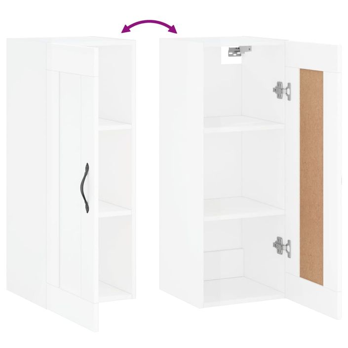 Armoire murale blanc brillant 34,5x34x90 cm bois d'ingénierie - Photo n°10