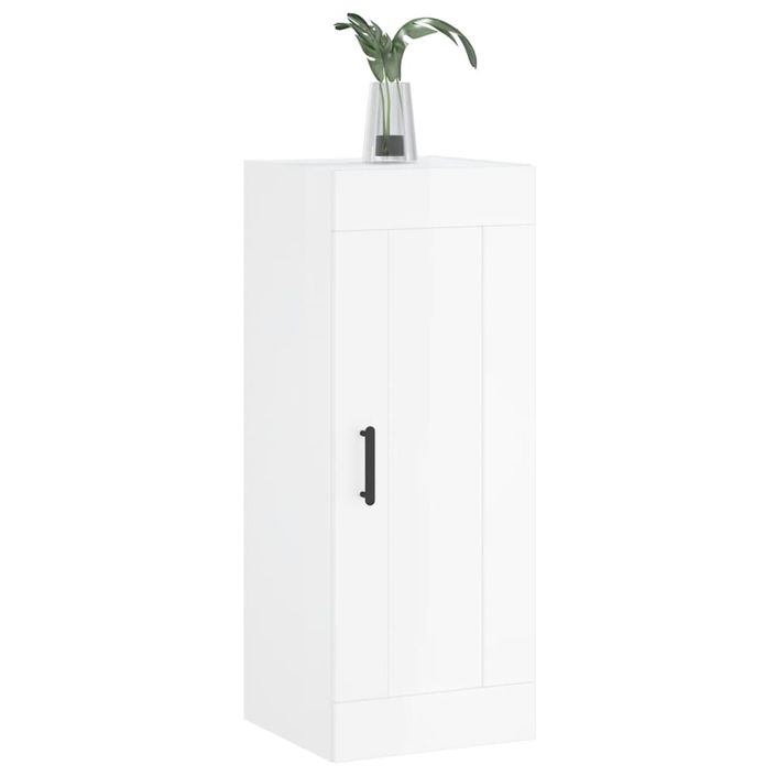 Armoire murale blanc brillant 34,5x34x90 cm bois d'ingénierie - Photo n°4