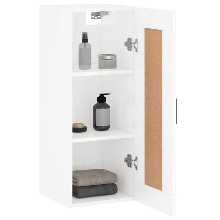 Armoire murale blanc brillant 34,5x34x90 cm bois d'ingénierie - Photo n°5