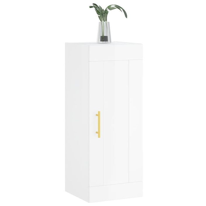 Armoire murale blanc brillant 34,5x34x90 cm bois d'ingénierie - Photo n°4