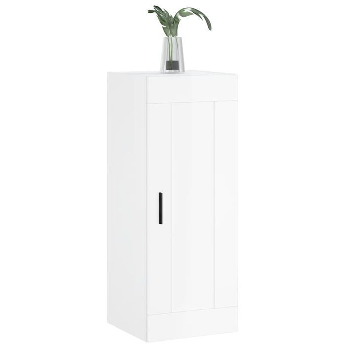 Armoire murale blanc brillant 34,5x34x90 cm bois d'ingénierie - Photo n°4