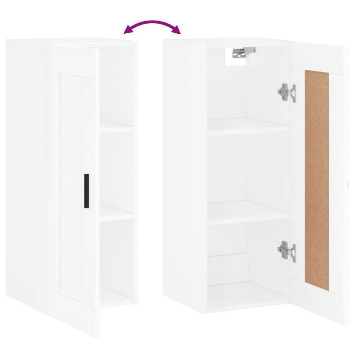 Armoire murale blanc brillant 34,5x34x90 cm bois d'ingénierie - Photo n°10