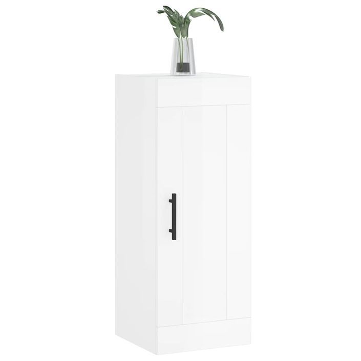 Armoire murale blanc brillant 34,5x34x90 cm bois d'ingénierie - Photo n°4