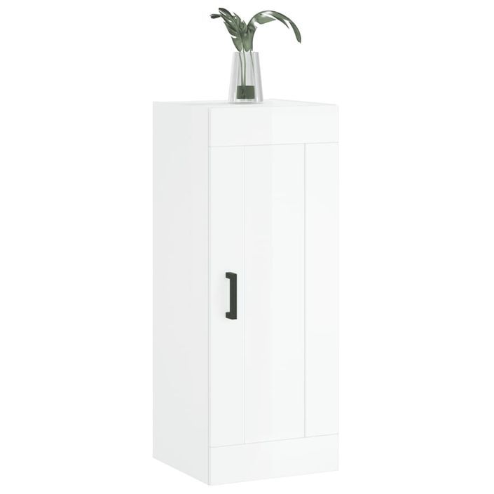 Armoire murale blanc brillant 34,5x34x90 cm bois d'ingénierie - Photo n°4