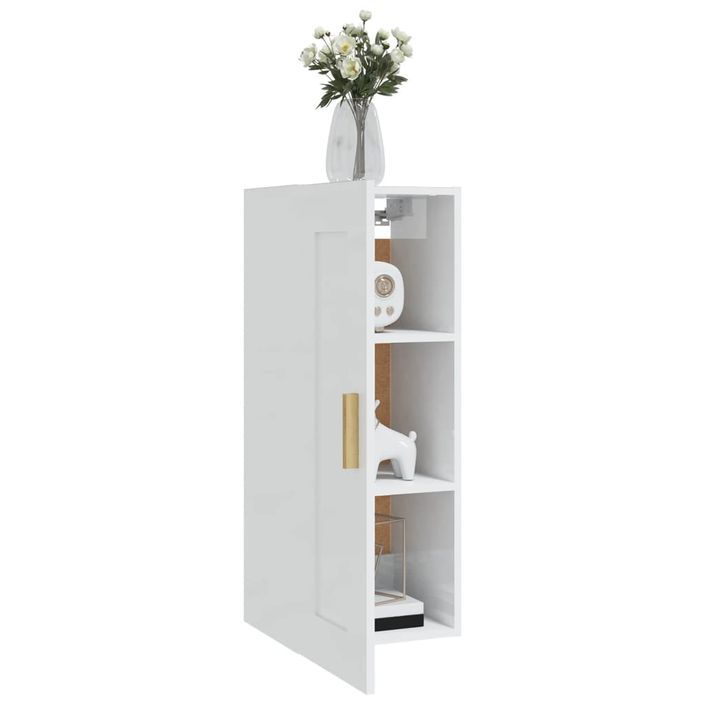 Armoire murale Blanc brillant 35x34x90 cm Bois d'ingénierie - Photo n°4