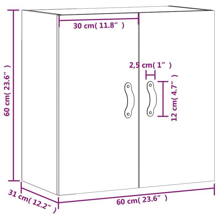 Armoire murale Blanc brillant 60x31x60 cm Bois d'ingénierie - Photo n°12