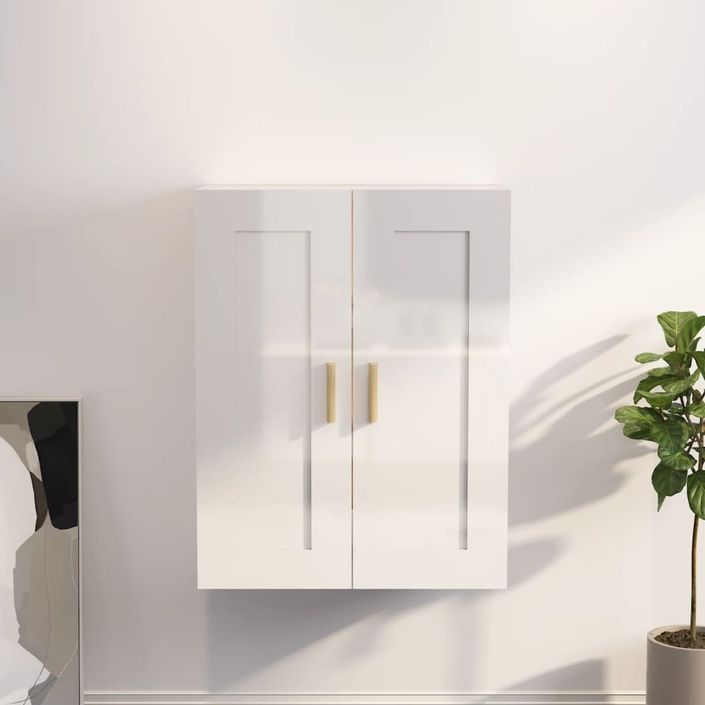 Armoire murale Blanc brillant 69,5x32,5x90 cm Bois d'ingénierie - Photo n°1