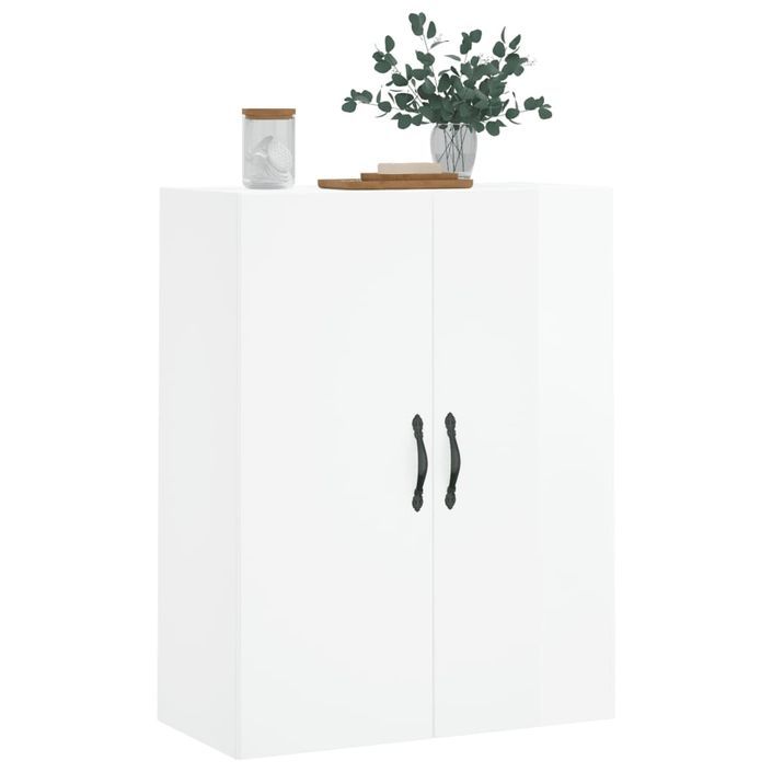 Armoire murale blanc brillant 69,5x34x90 cm bois d'ingénierie - Photo n°4