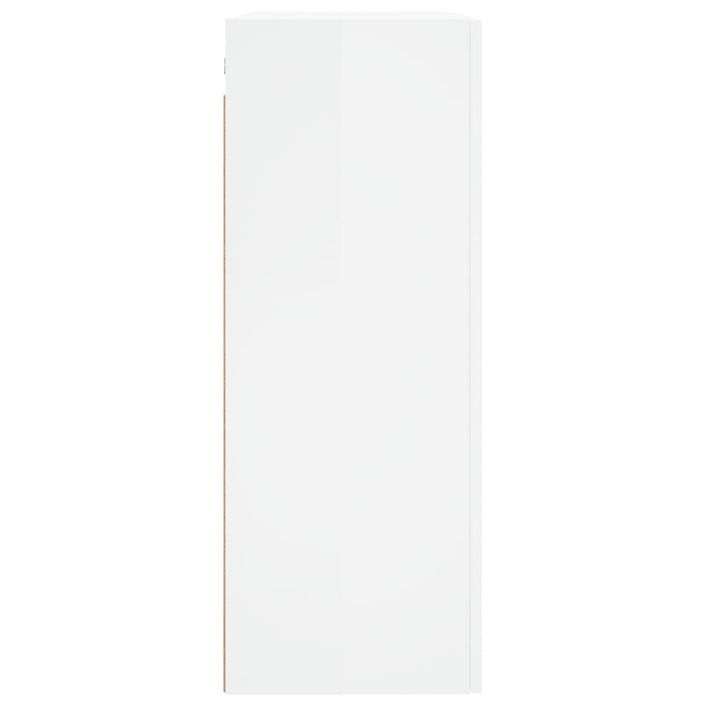 Armoire murale blanc brillant 69,5x34x90 cm bois d'ingénierie - Photo n°8