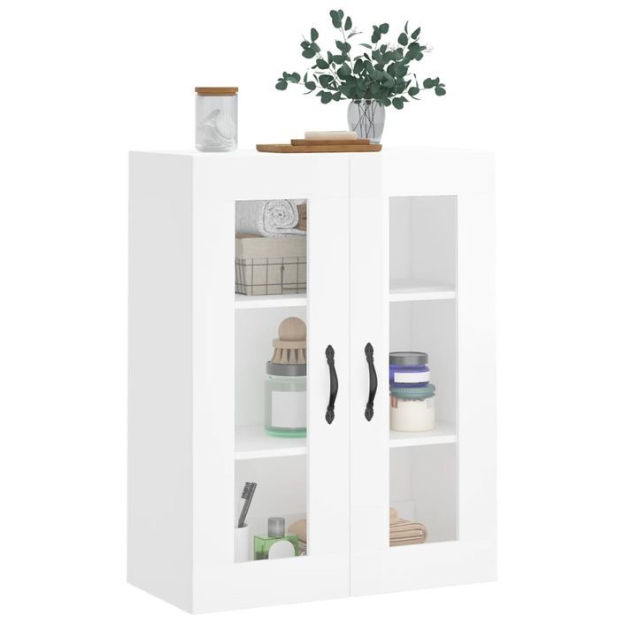 Armoire murale blanc brillant 69,5x34x90 cm bois d'ingénierie - Photo n°4