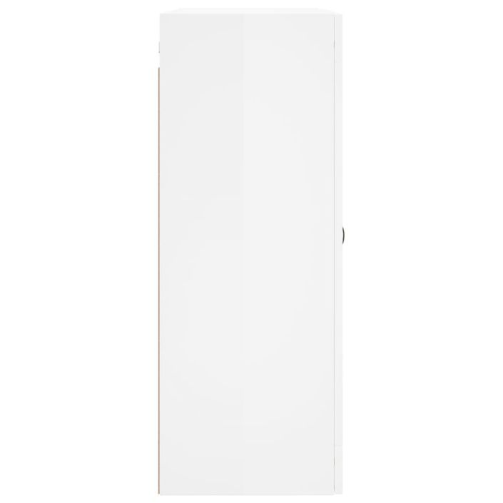 Armoire murale blanc brillant 69,5x34x90 cm bois d'ingénierie - Photo n°8