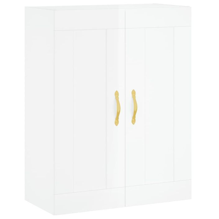 Armoire murale blanc brillant 69,5x34x90 cm bois d'ingénierie - Photo n°1