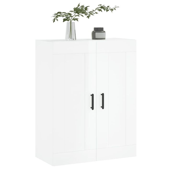 Armoire murale blanc brillant 69,5x34x90 cm bois d'ingénierie - Photo n°4