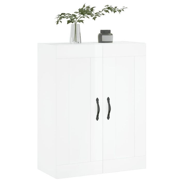 Armoire murale blanc brillant 69,5x34x90 cm bois d'ingénierie - Photo n°4