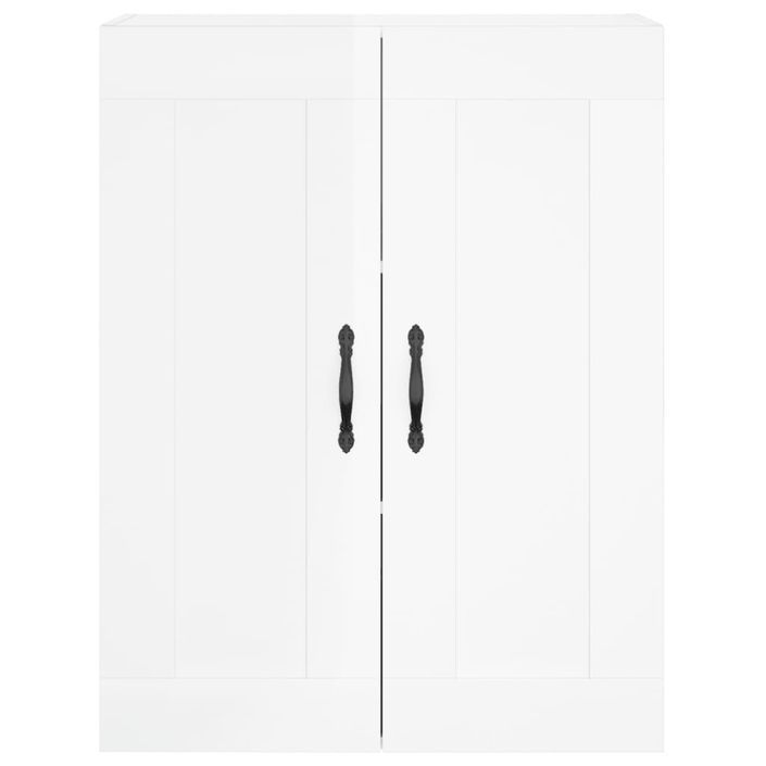 Armoire murale blanc brillant 69,5x34x90 cm bois d'ingénierie - Photo n°7