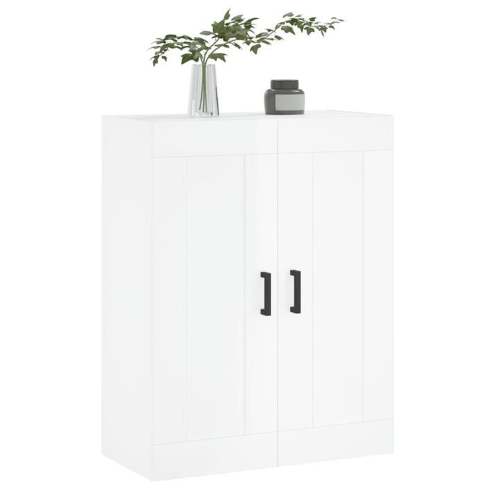 Armoire murale blanc brillant 69,5x34x90 cm bois d'ingénierie - Photo n°4