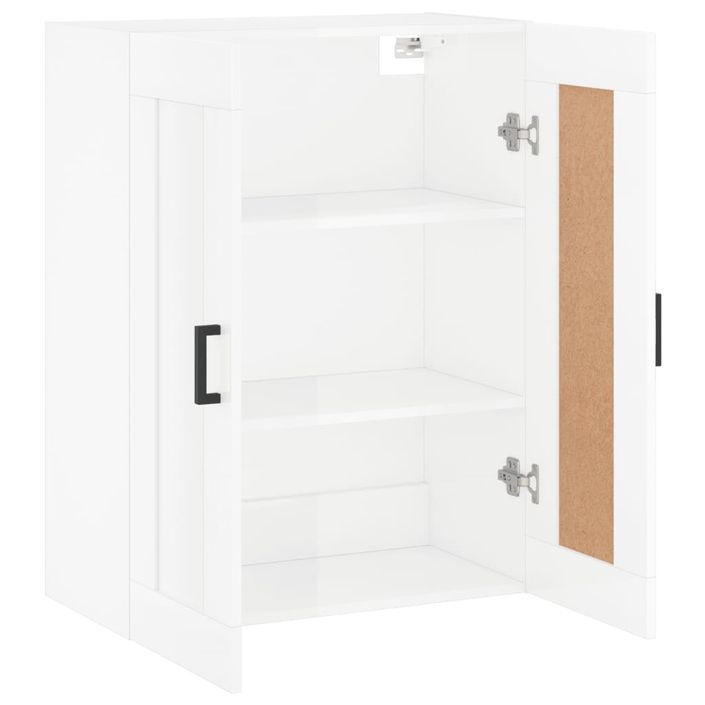 Armoire murale blanc brillant 69,5x34x90 cm bois d'ingénierie - Photo n°7