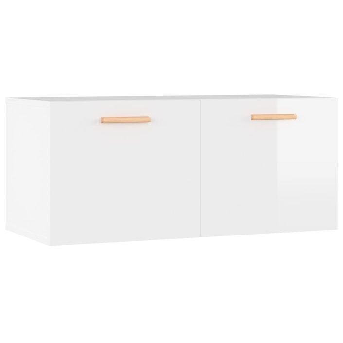 Armoire murale Blanc brillant 80x35x36,5 cm Bois d'ingénierie - Photo n°2