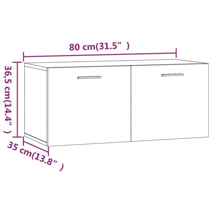 Armoire murale Blanc brillant 80x35x36,5 cm Bois d'ingénierie - Photo n°9