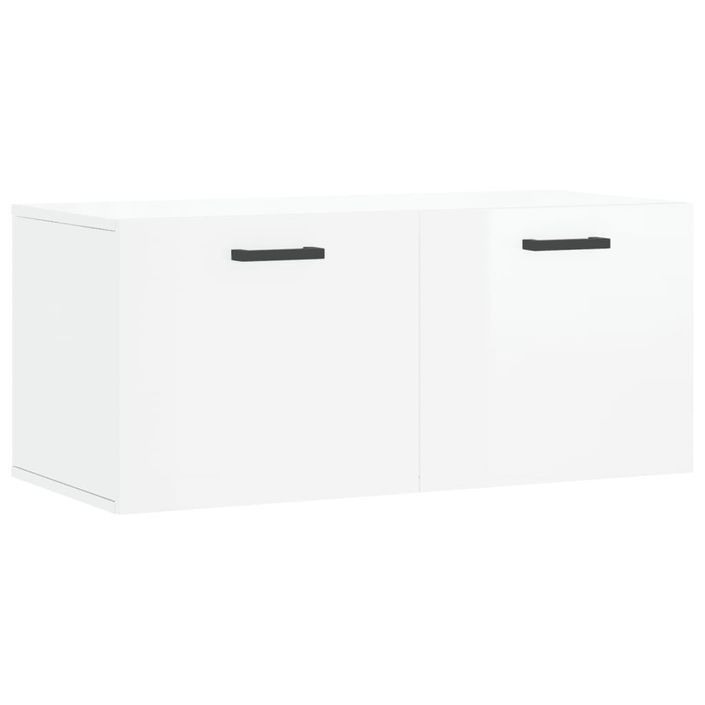 Armoire murale blanc brillant 80x36,5x35 cm bois d'ingénierie - Photo n°1