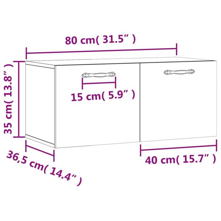 Armoire murale blanc brillant 80x36,5x35 cm bois d'ingénierie - Photo n°12