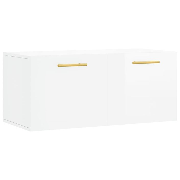 Armoire murale blanc brillant 80x36,5x35 cm bois d'ingénierie - Photo n°2