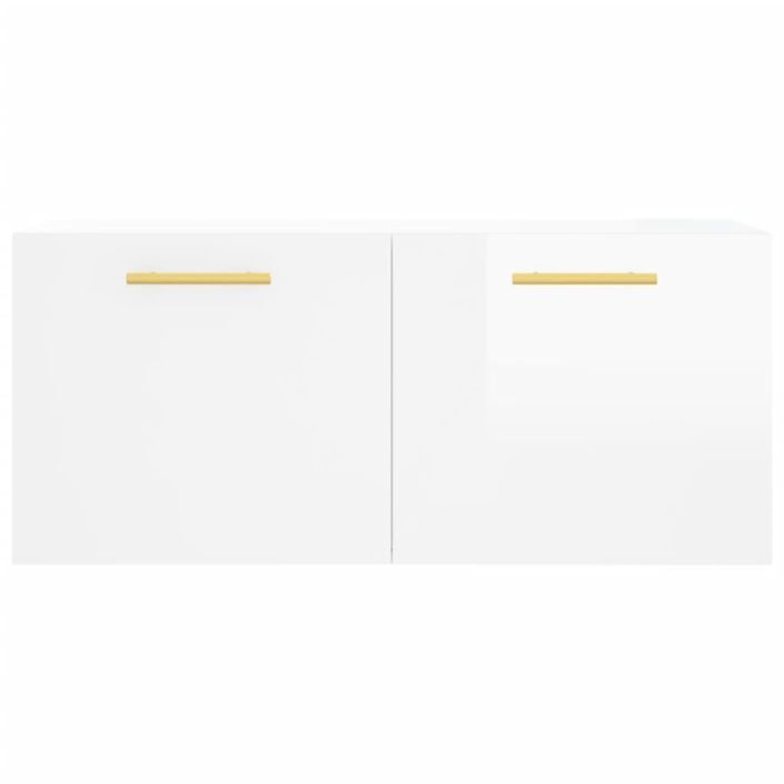 Armoire murale blanc brillant 80x36,5x35 cm bois d'ingénierie - Photo n°5