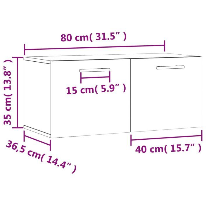 Armoire murale blanc brillant 80x36,5x35 cm bois d'ingénierie - Photo n°12